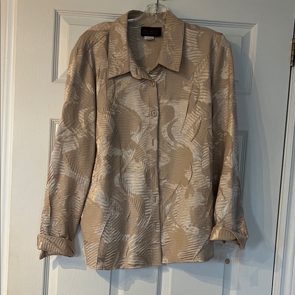 Gold and Tan Patterned Button Down Shirt
